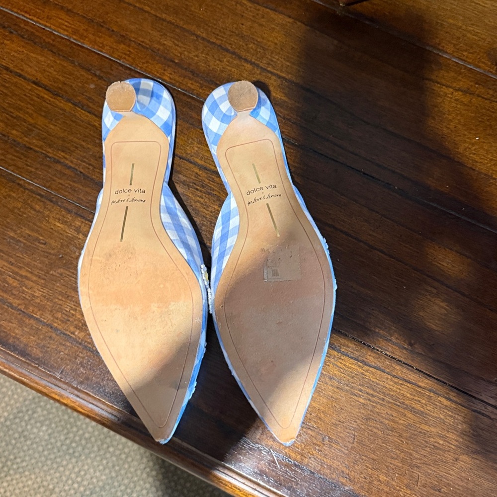 Dolce Vita x For Love and Lemons Blue and White Gingham daisy shoe. 7.5 - Picture 5 of 5